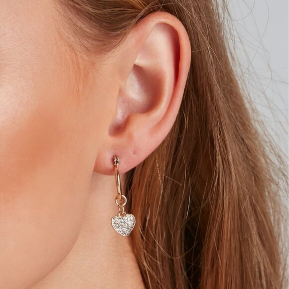 Windsor ✦ Gold Rhinestone Heart Huggies 6-Pack ✦ Interchangeable Charm Earrings - Picture 6 of 11